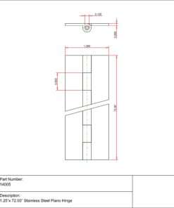 Tool Box Cabinet Stainless Steel Hinge 1.25" Open flat, 1/8" Pin,  36" or 72" Lengths - Image 3