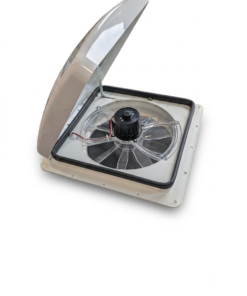 RV Camper Trailer Roof Fan 3 Speed Out 2 IN  12V 900 CFM FWD | REV Direction White Lid